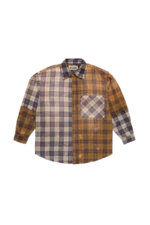 Satoshi Nakamoto Patchwork Logo Flannel Shirt Brown