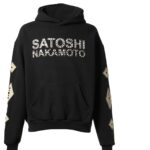Satoshi Nakamoto Leather Studded Logo Hoodie