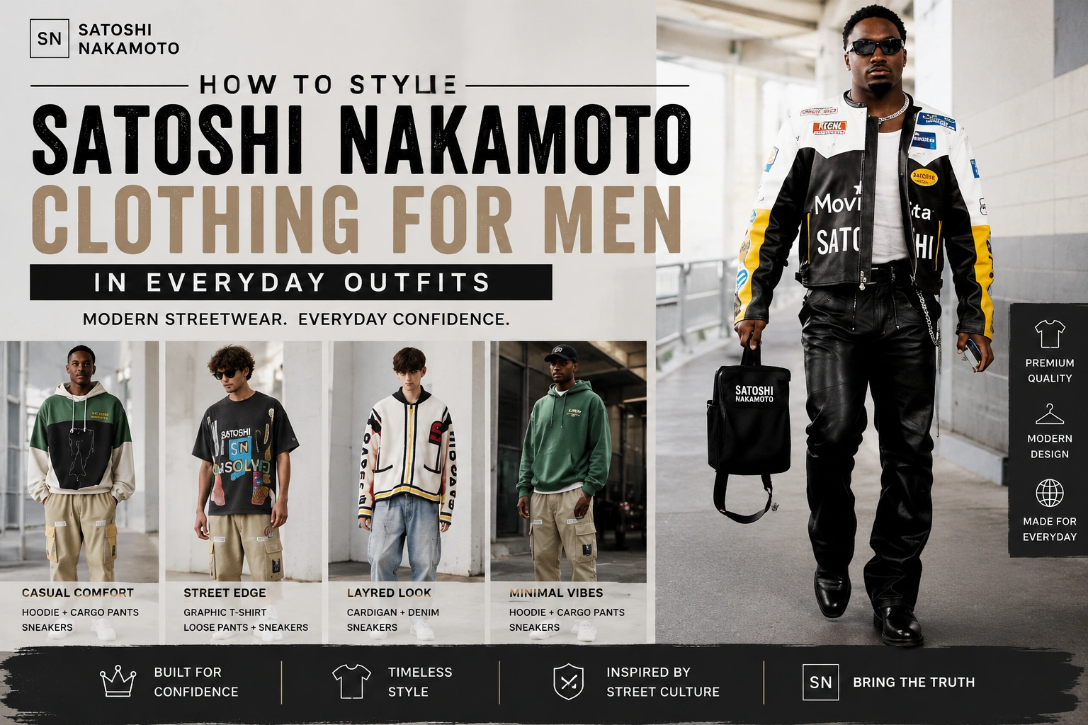 How to Style Satoshi Nakamoto Clothing for Men in Everyday Outfits